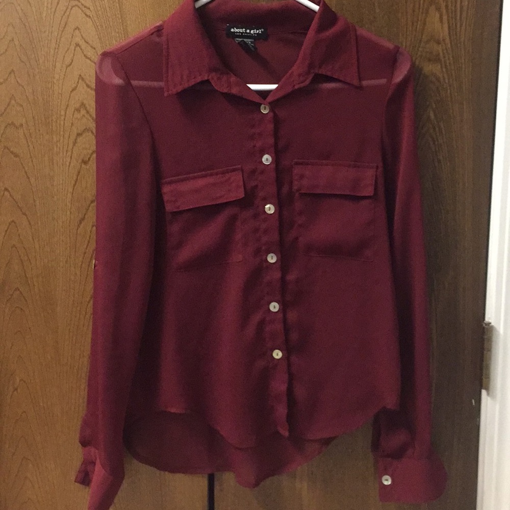 Maroon sheer top